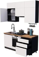 Готовая кухня ВерсоМебель Эко Премиум 1.8 (белый фасадный/ст. дуб вотан)