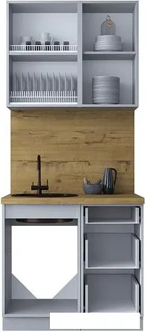 Готовая кухня Интерлиния Мила Шато 0.9Б (белый/луна/серый каспий)