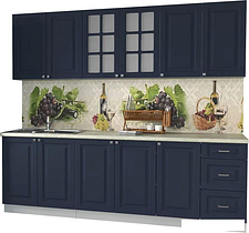 Готовая кухня Интерлиния Мила Деко 2.4А (индиго/индиго/опал светлый)