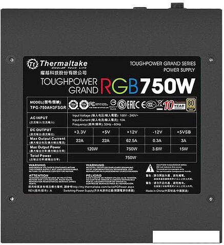 Блок питания Thermaltake Toughpower Grand RGB 750W Gold RGB Sync TPG-750AH3FSGR