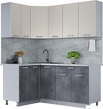 Готовая кухня Интерлиния Мила Лайт 1.2x1.8 (персидский жемчуг/бетон портленд/серый каспий)