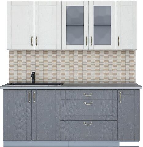 Готовая кухня Интерлиния Мила Крафт 1.9Б (дуб серый/дуб полярный/травертин серый)