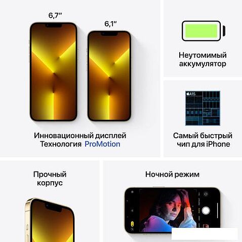 Смартфон Apple iPhone 13 Pro Max 128GB Восстановленный by Breezy, грейд B (золотой)