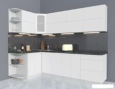 Готовая кухня Интерлиния Мила Матте 1.5x2.6 А правая (белый-белый-кастилло тёмный)