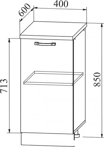 Шкаф напольный ДСВ Тренто С 400 левый (серый/серый)