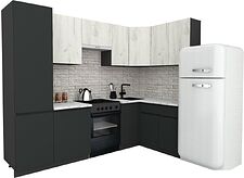 Готовая кухня ВерсоМебель Эко-8 1.4x2.7 правая (дуб крафт белый/антрацит/ст.мрамор итальянский)