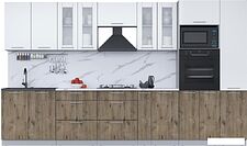 Готовая кухня Интерлиния Мила 3.6 ВТ (белый платинум/дуб веллингтон/белый гранит)