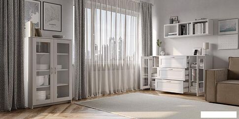 Тумба Mio Tesoro Сириус 2 двери со стеклом 78x123 2.02.03.390.1 (белый)