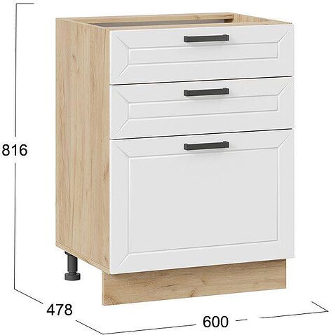 Шкаф напольный Трия Лорас 1Н6Я3 (дуб крафт золотой/холст белый)