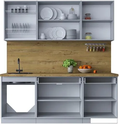 Готовая кухня Интерлиния Мила Шато 2.0А (индиго/индиго/опал светлый)