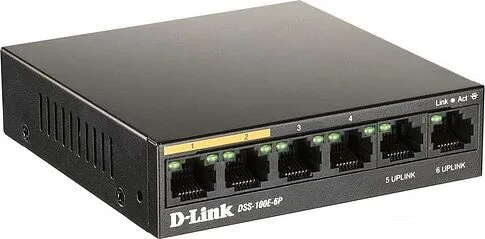 Неуправляемый коммутатор D-Link DSS-100E-6P/A1A