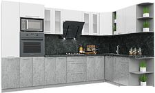 Готовая кухня Интерлиния Мила Пластик 1.88x3.4 правая (мрамор/белый глянец/кастилло темный) Готовая кухня Интерлиния Мила Пластик 1.88x3.4 правая (мрамор/белый глянец/кастилло темный)