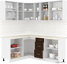 Готовая кухня Кортекс-мебель Корнелия Лира 1.5x1.9 (дуб сонома/венге/королевский опал)