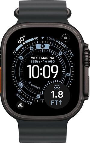 Умные часы Apple Watch Ultra 3 LTE 49 мм (титановый корпус, черный/черный, ремешок из эластомера)