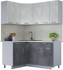 Готовая кухня Интерлиния Мила Лайт 1.2x1.6 (бетон лайт/бетон портленд/опал светлый)