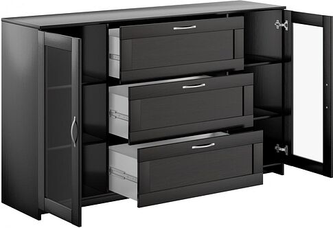 Тумба Mio Tesoro Сириус 2 двери со стеклом и 3 ящика 156x95 2.02.03.370.5 (дуб венге)