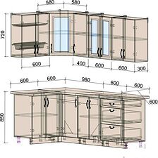 Готовая кухня Интерлиния Мила Крафт 1.2x2.2 (дуб королевский) Готовая кухня Интерлиния Мила Крафт 1.2x2.2 (дуб королевский)