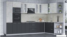 Готовая кухня Интерлиния Мила 1.88x3.4 правая (бетон лайт/антрацит/опал светлый)