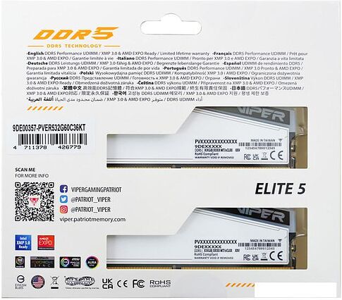 Оперативная память Patriot Viper Elite 5 RGB TUF Gaming Alliance 2x24ГБ DDR5 6000МГц PVER532G60C36KT