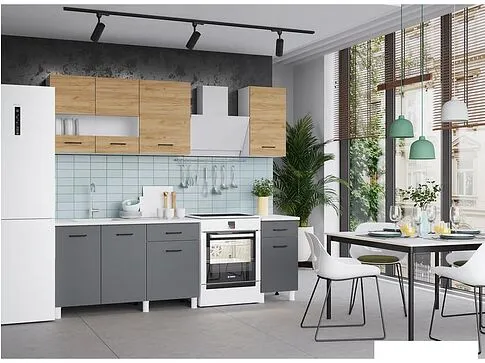 Готовая кухня Горизонт Trend 1700 (крафт золотой/серый графит)