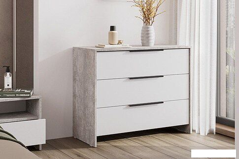 Комод Mio Tesoro Камелия 1 3 ящика (цемент светлый/белый)