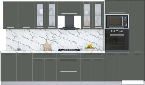 Кухонный модуль Интерлиния Мила Пластик 3.6 (шторм/шторм/белый гранит)