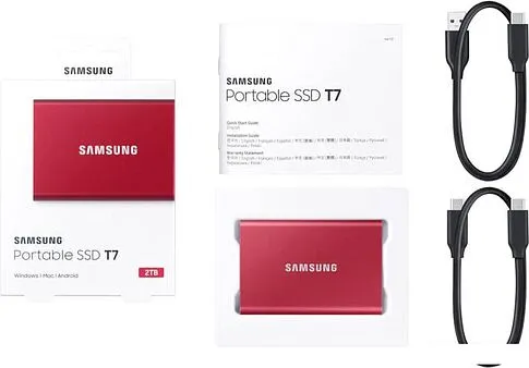 Внешний накопитель Samsung T7 2TB (красный)