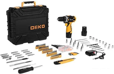 Дрель-шуруповерт Deko DKCD12FU-Li SET 193 063-4139 (с 2-мя АКБ, кейс, набор оснастки)