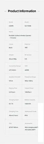 Беспроводная колонка Usams US-YX008