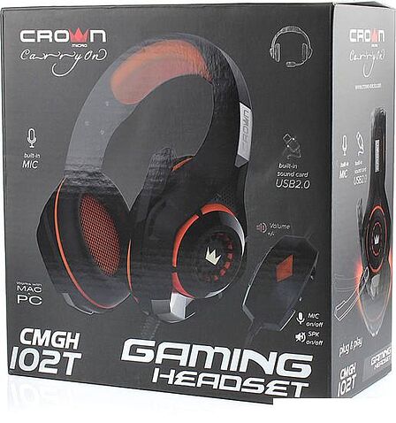 Наушники с микрофоном CrownMicro CMGH-102T USB (оранжевый)