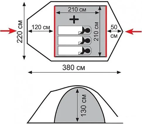 Треккинговая палатка TRAMP Lite Camp 3 (песочный)