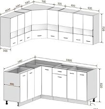 Угловая кухня Кортекс-мебель Корнелия Экстра 1.5x1.9 без столешницы (дуб сонома/венге)