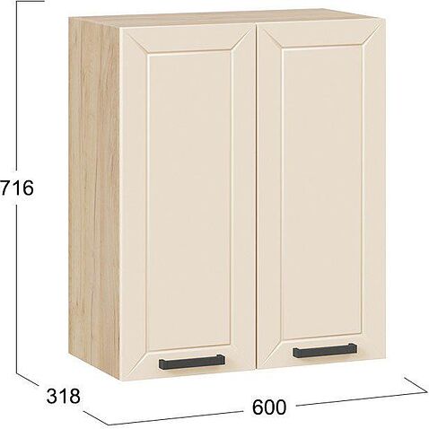 Шкаф навесной Трия Лорас 1В6 (дуб крафт золотой/холст брюле)