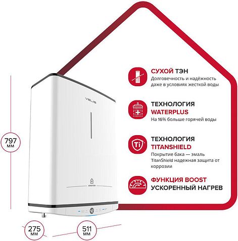Накопительный электрический водонагреватель Ariston Velis Tech Abse Dry 50