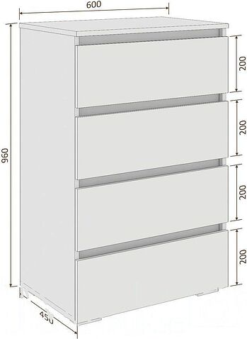 Комод Кортекс-мебель Бари 60 4ш (береза/береза/дуб сонома)
