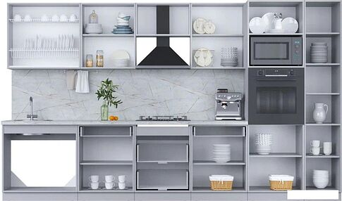 Кухонный модуль Интерлиния Мила Пластик 3.6 (шторм/шторм/белый гранит)