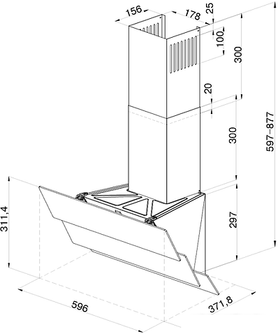 Кухонная вытяжка Krona Aurora 600 S (черный)