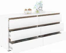 Комод Кортекс-мебель Бари 160 6ш (белый/белый/дуб сонома)