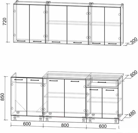 Кухня Интерлиния Мила Лайт 2.0-60 (ясень светлый/ясень темный)