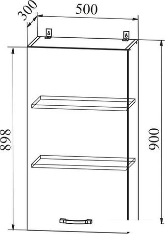 Шкаф навесной ДСВ Тренто ВП 500 правый (серый/белый)