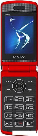Телефон Maxvi E11ds (красный/серебристый)