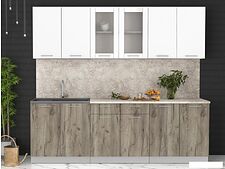 Готовая кухня Интерлиния Мила 24 (белый платинум/дуб серый/малага)