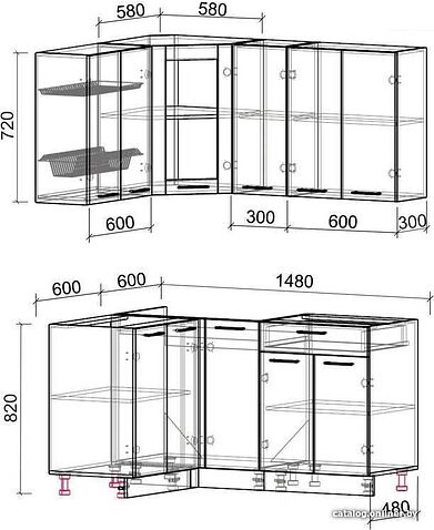 Готовая кухня Интерлиния Мила 12x15 без столешницы (белый платинум)