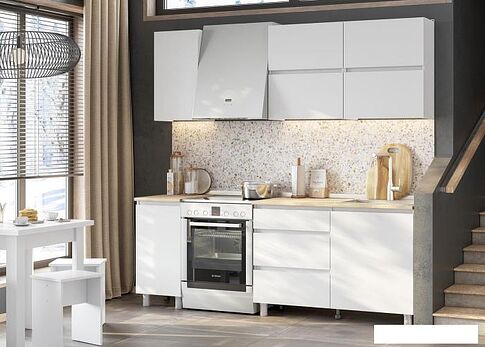 Готовая кухня Mio Tesoro Токио 1.6 (белый текстурный/дуб сонома)