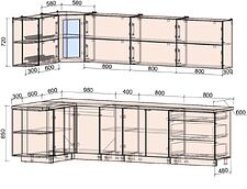 Угловая кухня Интерлиния Мила Матте 1.5x3.0 А левая (белый/луна/опал светлый)
