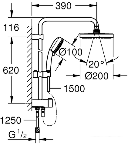 Душевая система Grohe New Tempesta Cosmopolitan System 200 27394002