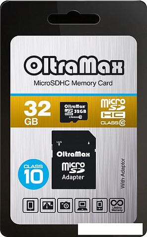 Карта памяти Oltramax microSDHC Class 10 32GB +адаптер