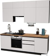 Готовая кухня ВерсоМебель Эко Премиум 2.4 (белый фасадный/ст. дуб вотан) Готовая кухня ВерсоМебель Эко Премиум 2.4 (белый фасадный/ст. дуб вотан)