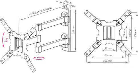 Кронштейн Kromax GALACTIC-12 (черный)