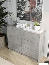 Комод Горизонт Нео 1050 6 ящиков (бетон)